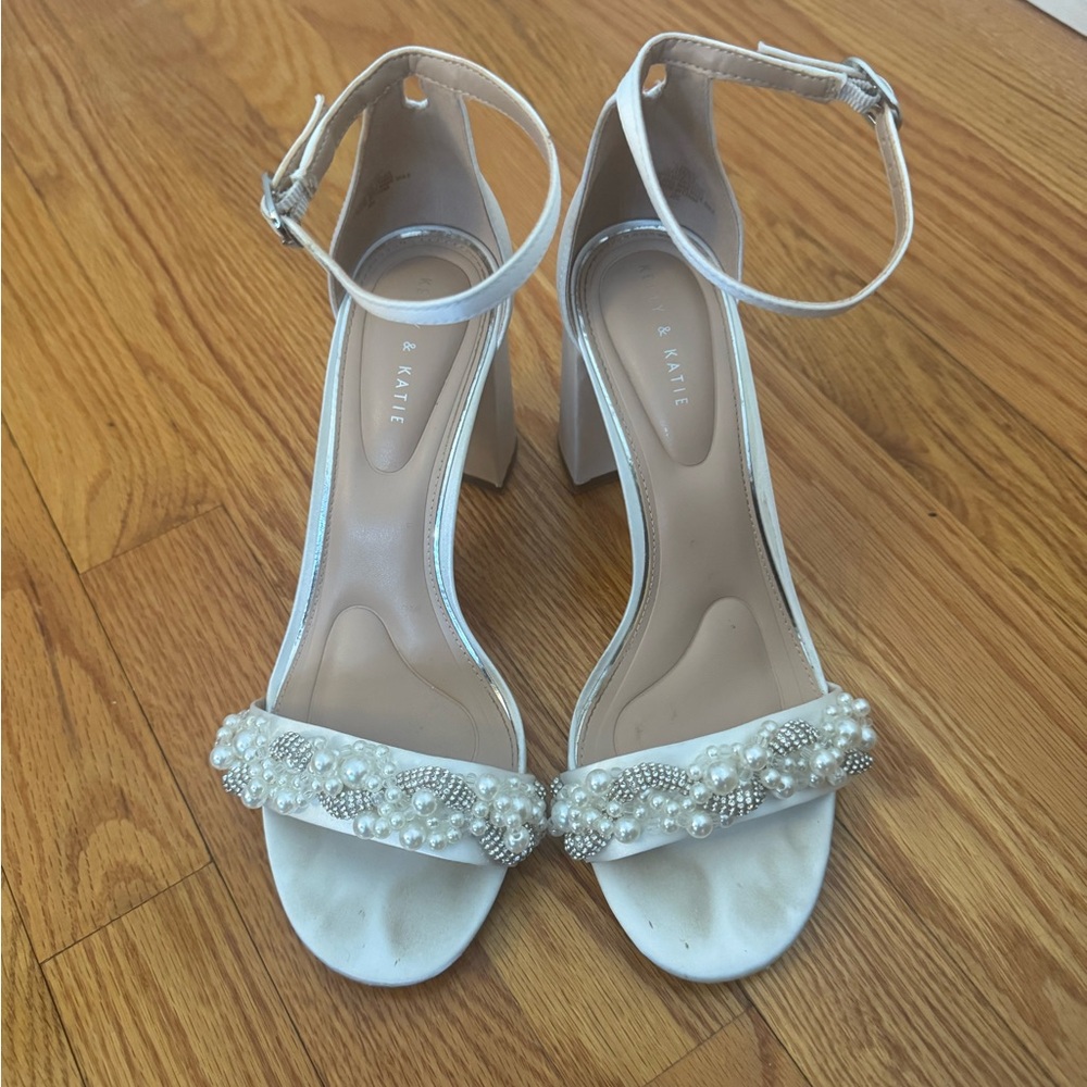 & Other Stories White Heels with Crystal Embellishments
